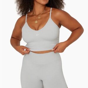 Set Active Heather Grey Formcloud Mini V Longline Bra & Formcloud Leggings SzM